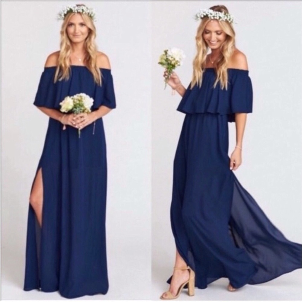 Show Me Your MuMu Navy Off-Shoulder Maxi Dress